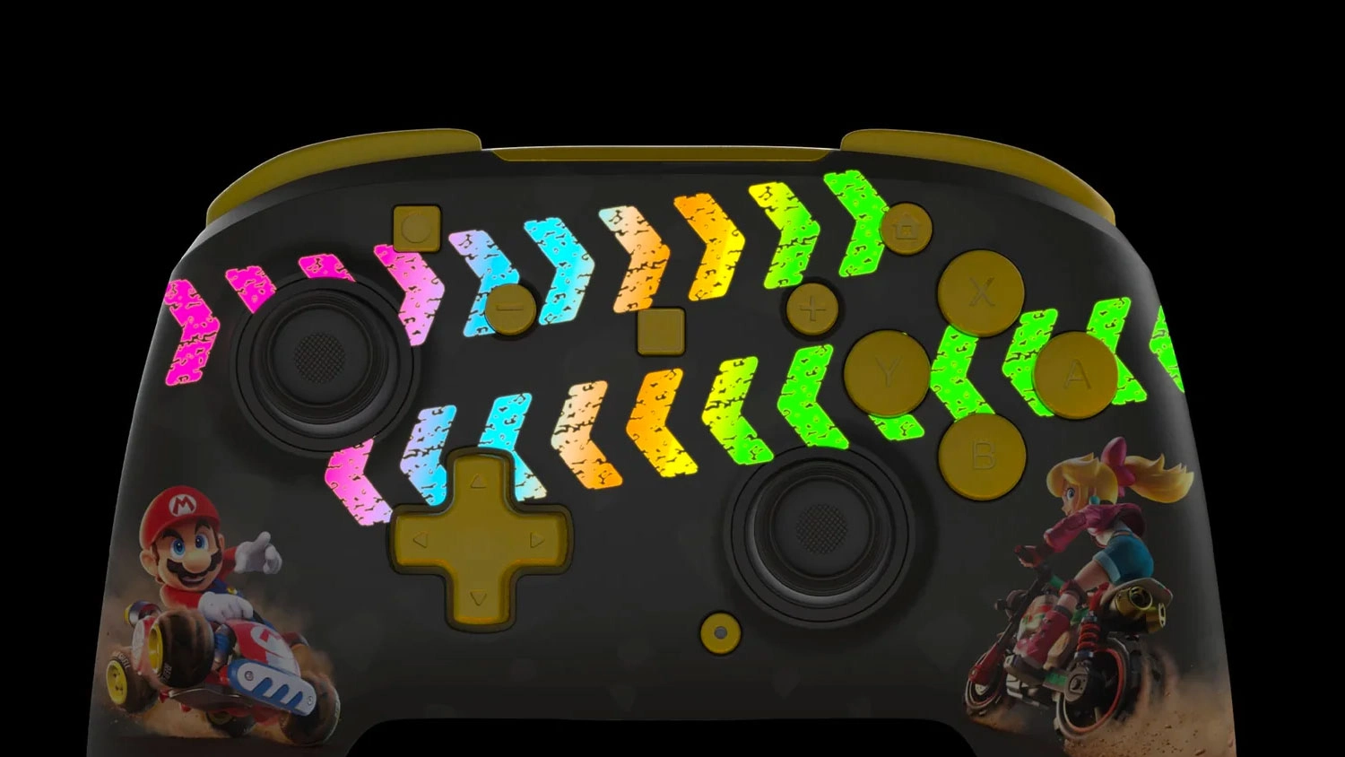 Gamepad Turtle Beach Rematch Wireless NS2 Mario Kart World svietiace prvky v tme