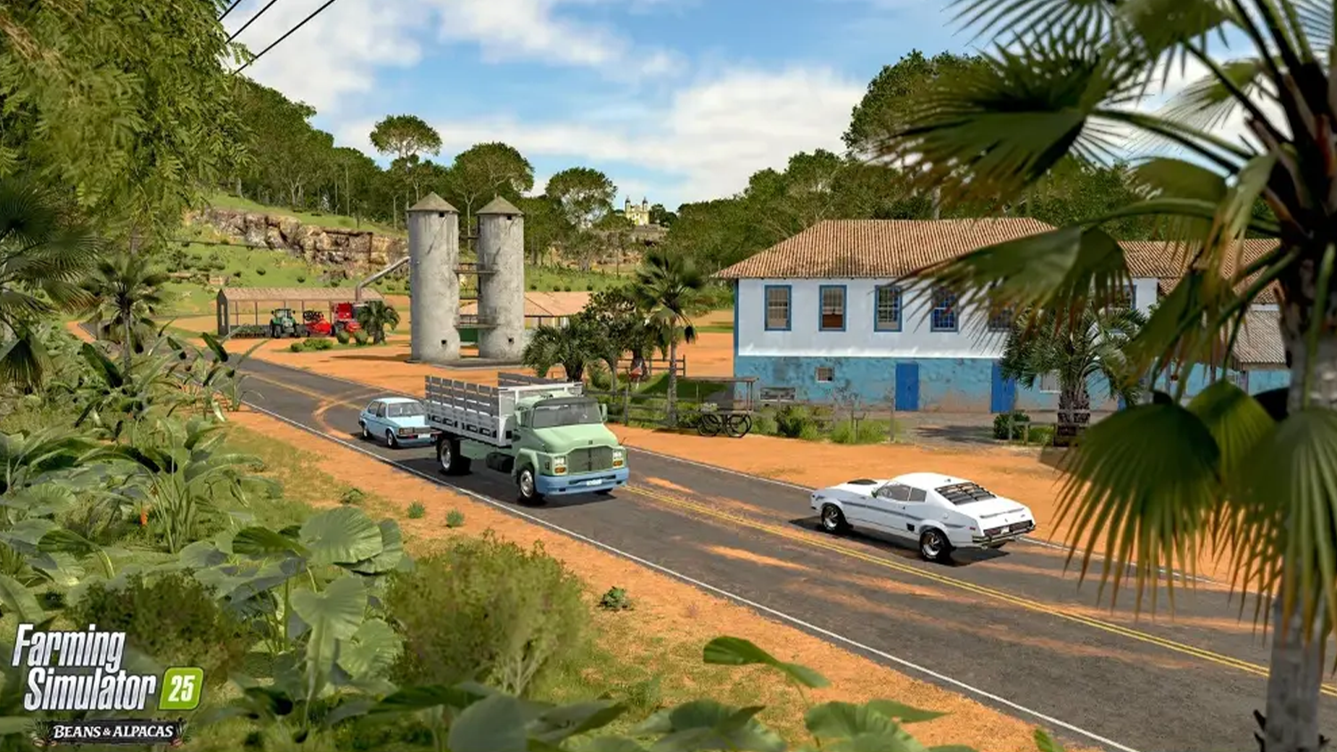 Záběr ze hry Farming Simulator - farma a stroje