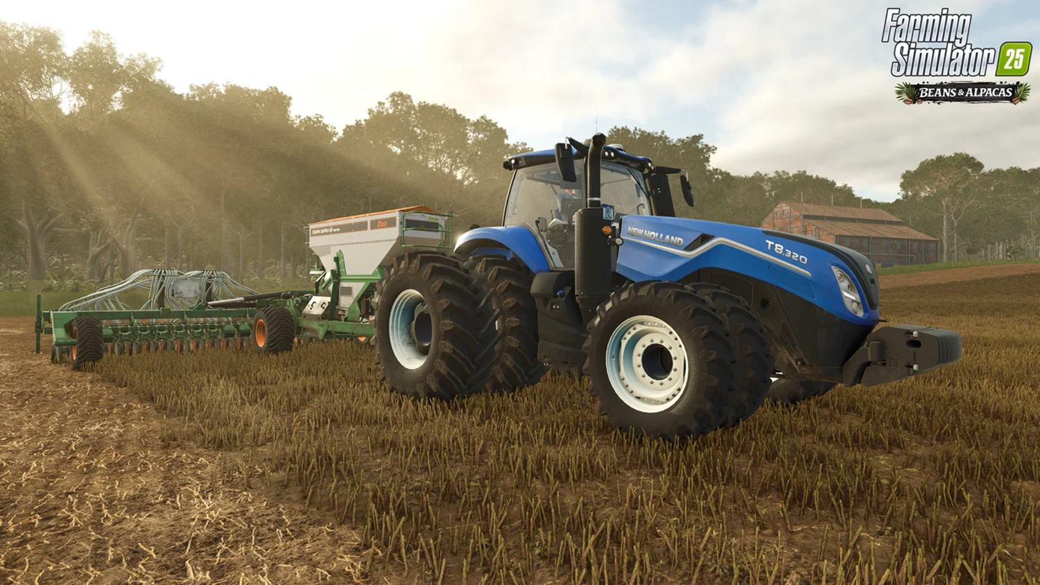 Záběr ze hry Farming Simulator orba traktorem