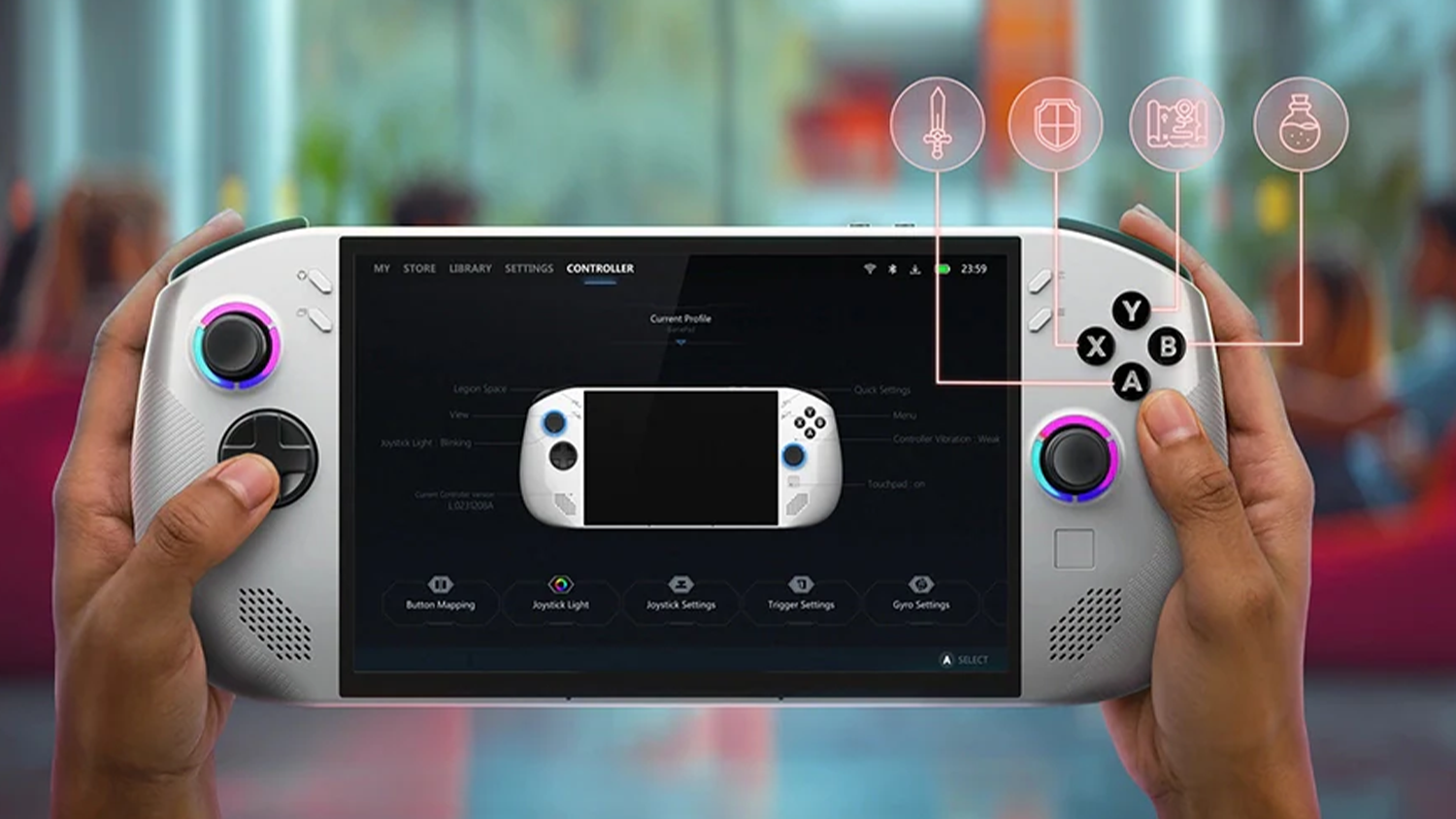 Člověk drž&iacute;c&iacute; konzoli Lenovo Legion Go S 8