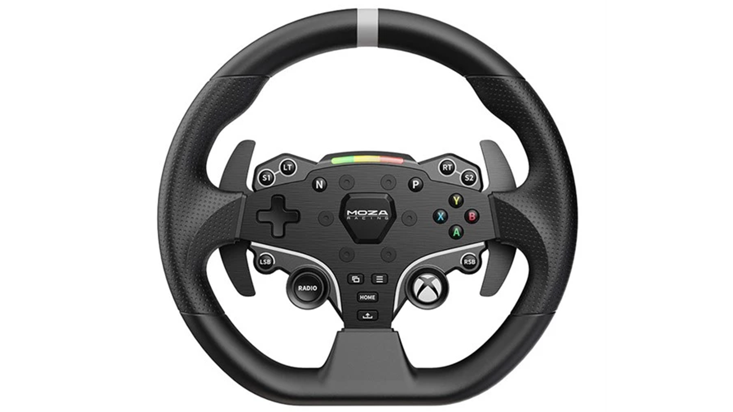 Z&aacute;vodn&iacute; volant s ped&aacute;ly MOZA Racing &ndash; pohled zepředu