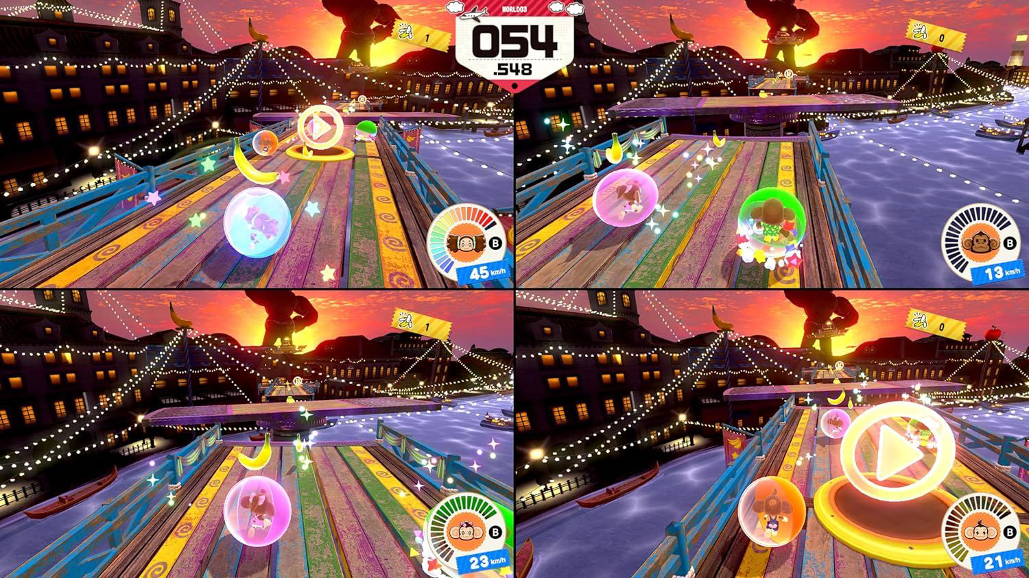 Uk&aacute;zka ze hry 4 hr&aacute;čů v Super Monkey Ball Banana Rumble