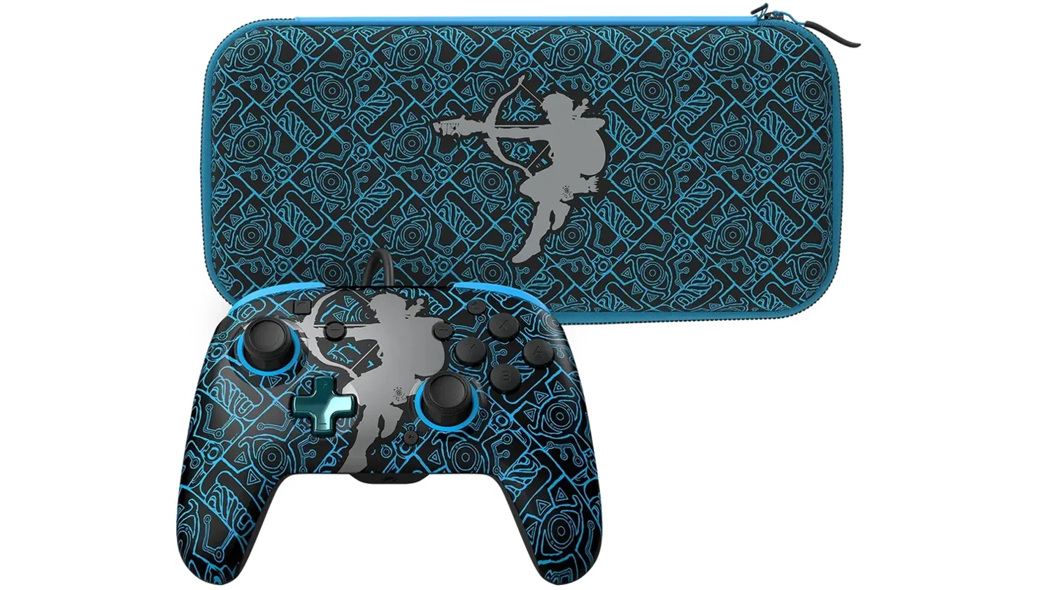 Ovladač pro NS NSW Rematch Controller + Case bundle Sheikah Shoot NS horn&iacute; pohled