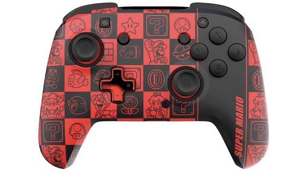 Červeno-černý bezdrátový gamepad PDP Rematch Glow pro Nintendo Switch, Super Icon_01