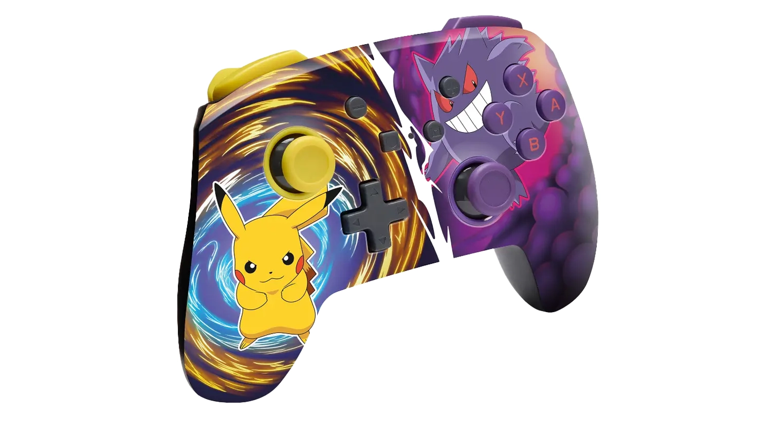 Herní ovladač Powera NS Pikachu Gengar šikmý přední pohled