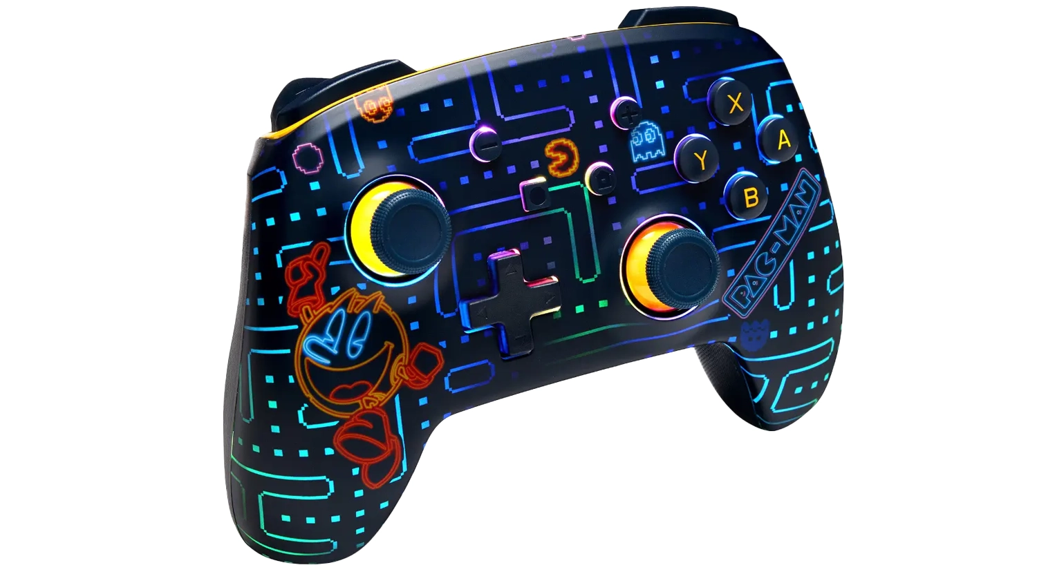 Hern&iacute; ovladač Powera NS Lumectra Pac Man Arcade předn&iacute; &scaron;ikm&yacute; pohled