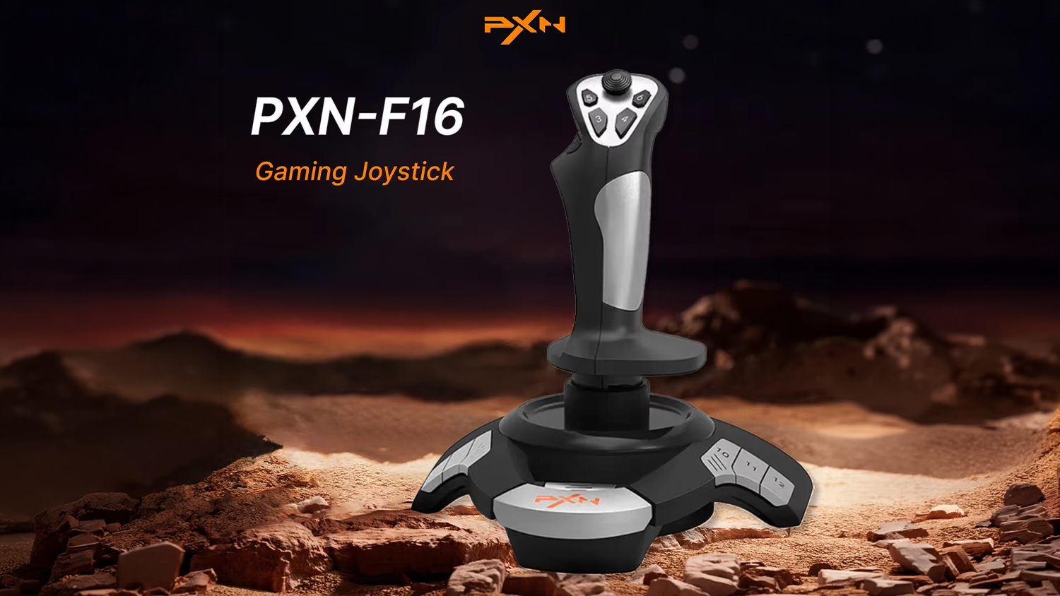Joystick PXN F16 Flightstick na kamennom povrchu