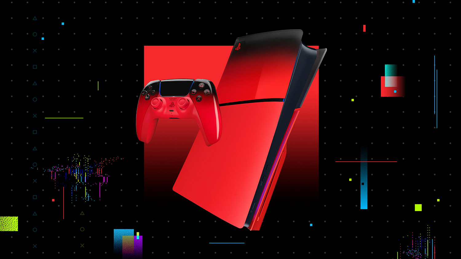 Bezdrátový ovladač Sony DualSense HYPERPOP Techno Red s konzolí