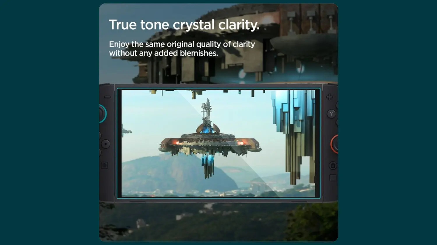 Ochranné sklo Spigen Glass tR EZ Fit na Nintendu Switch 2 se spuštěnou hrou