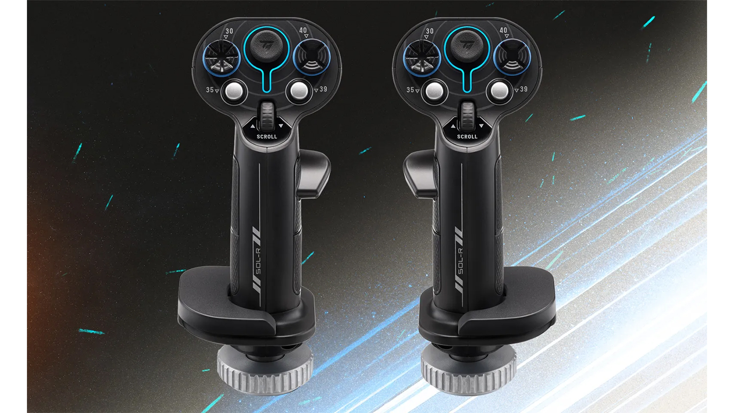 &Scaron;ed&eacute; pozad&iacute; s rukojeťmi Thrustmaster