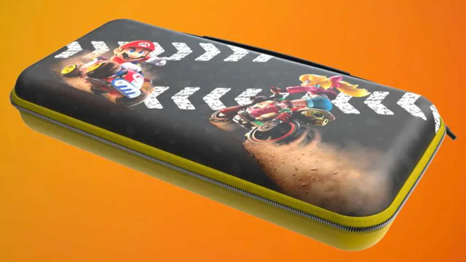 Ochrann&eacute; puzdro Turtle Beach PlayTrek Travel Case NS2 Mario Kart World na oranžovom pozad&iacute;