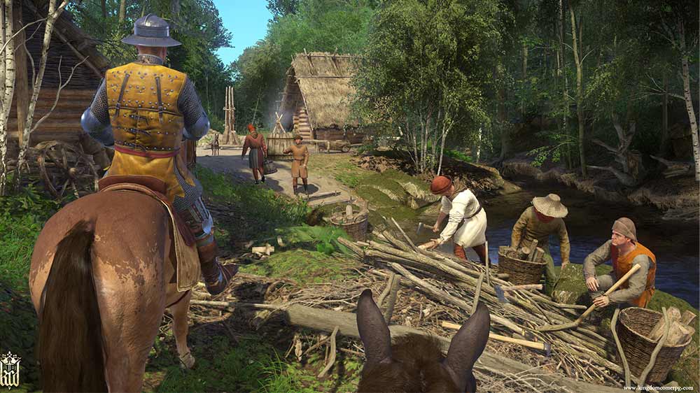 Ukázka ze hry na PS4 Kingdom Come: Deliverance – pracující lidé na vesnici_03