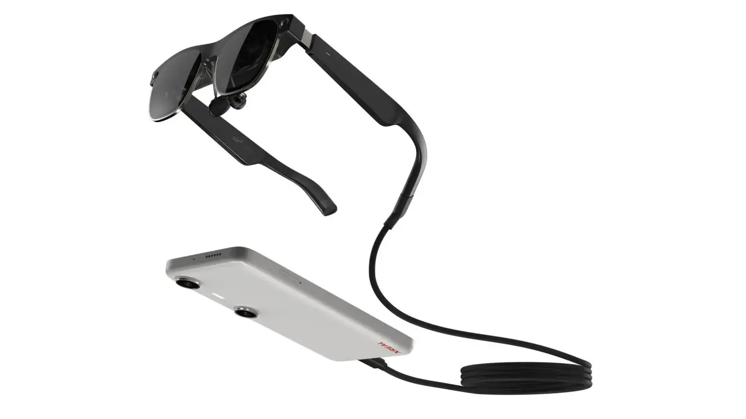 Ovládač na AR okuliare XREAL Beam Pro – ukážka prepojenia s okuliarmi