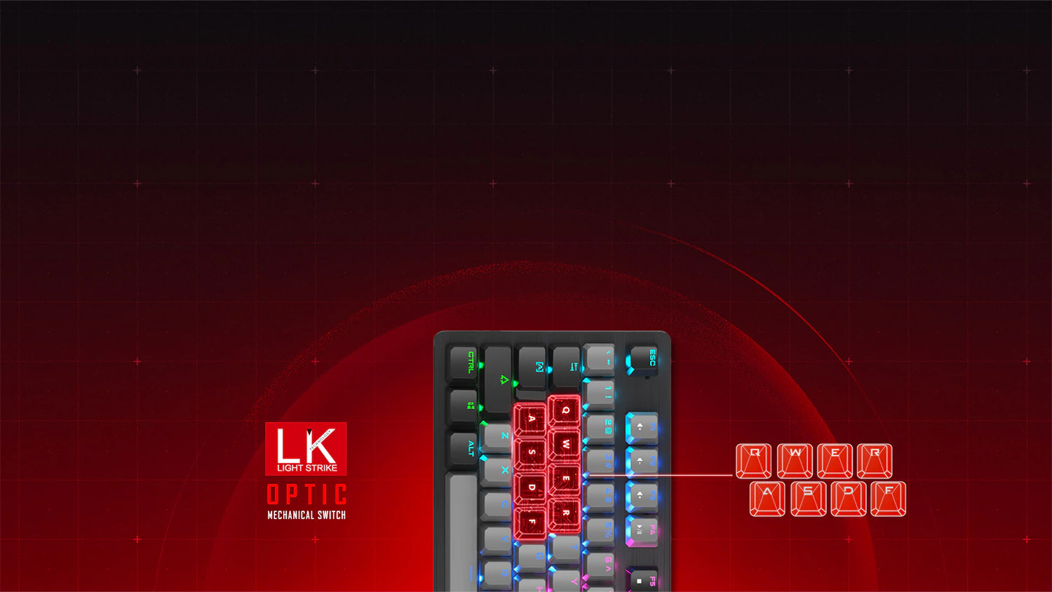 Optick&aacute; technol&oacute;gia sp&iacute;načov hernej kl&aacute;vesnice A4tech Bloody B820R