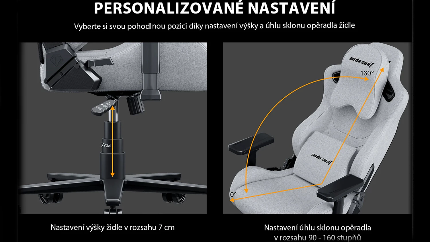 Možnosti nastavenia stoličky Anda Seat Kaiser 2 Frontier Fabric