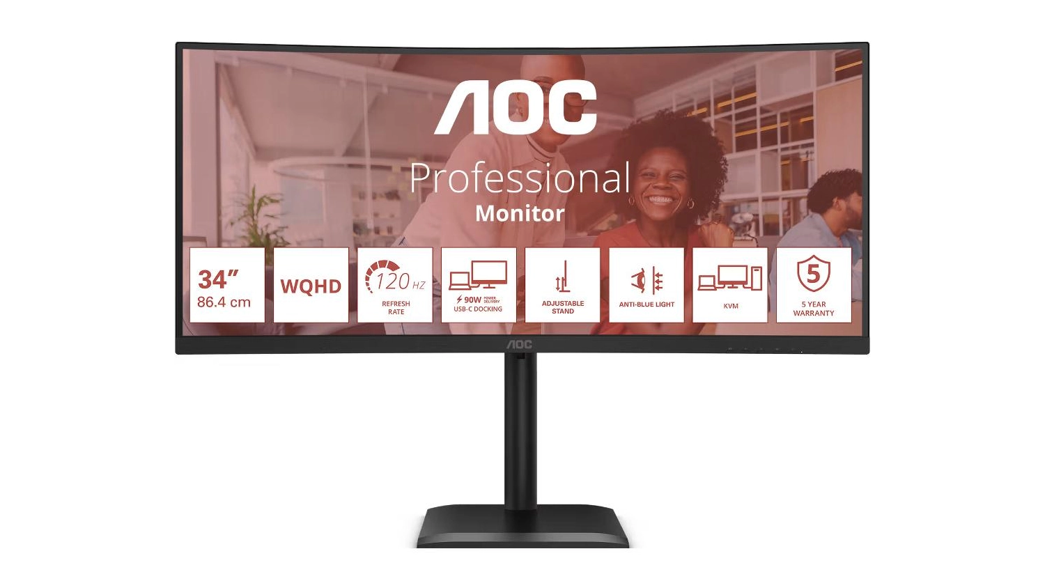 Monitor AOC CU34E4CV černý zepředu