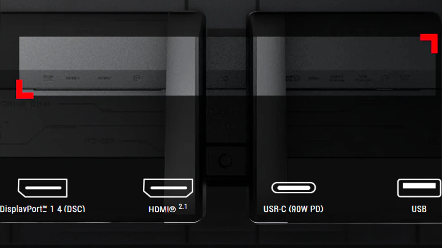 Porty na zadnej strane monitora ASUS ROG Swift OLED PG32UCDP