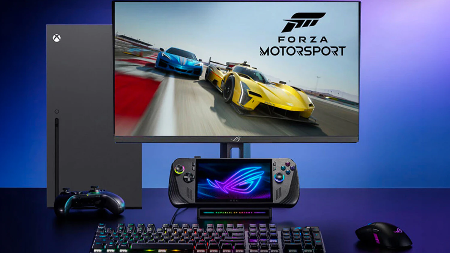 ASUS ROG Strix OLED XG32UCDS pripojen&yacute; ku konzole