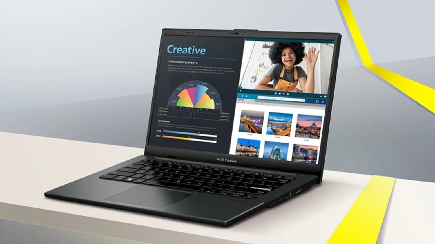 Notebook ASUS Vivobook Go 14 na stole