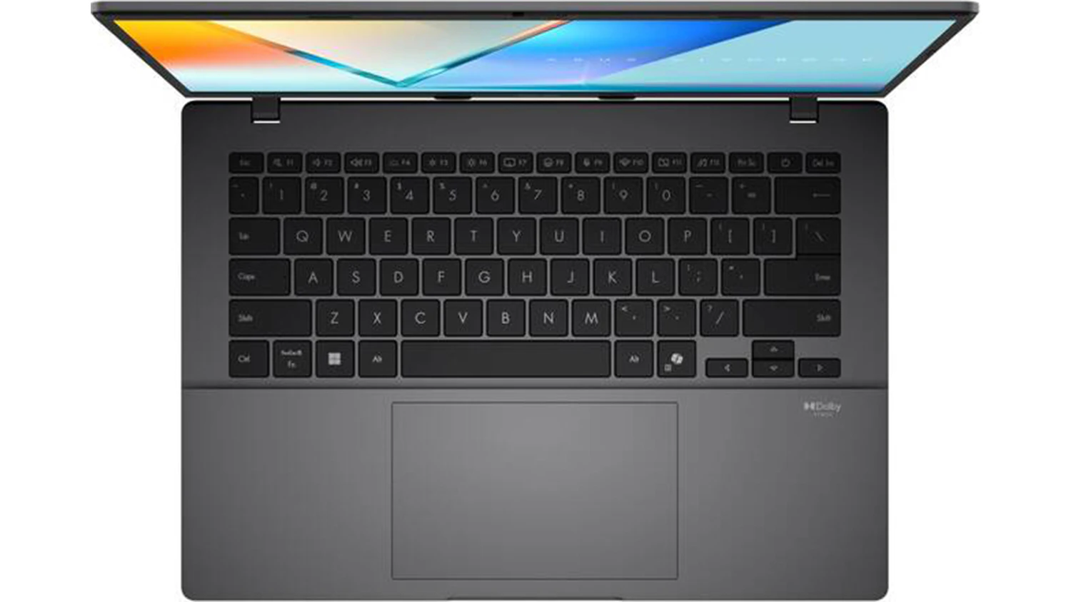 Pohled na kl&aacute;vesnici notebooku Asus Vivobook S14