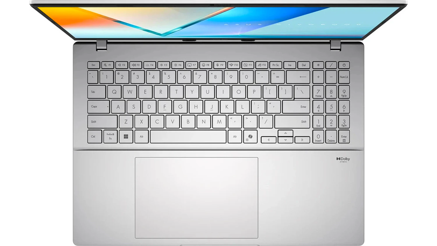 Pohled na klávesnici notebooku Asus Vivobook S16