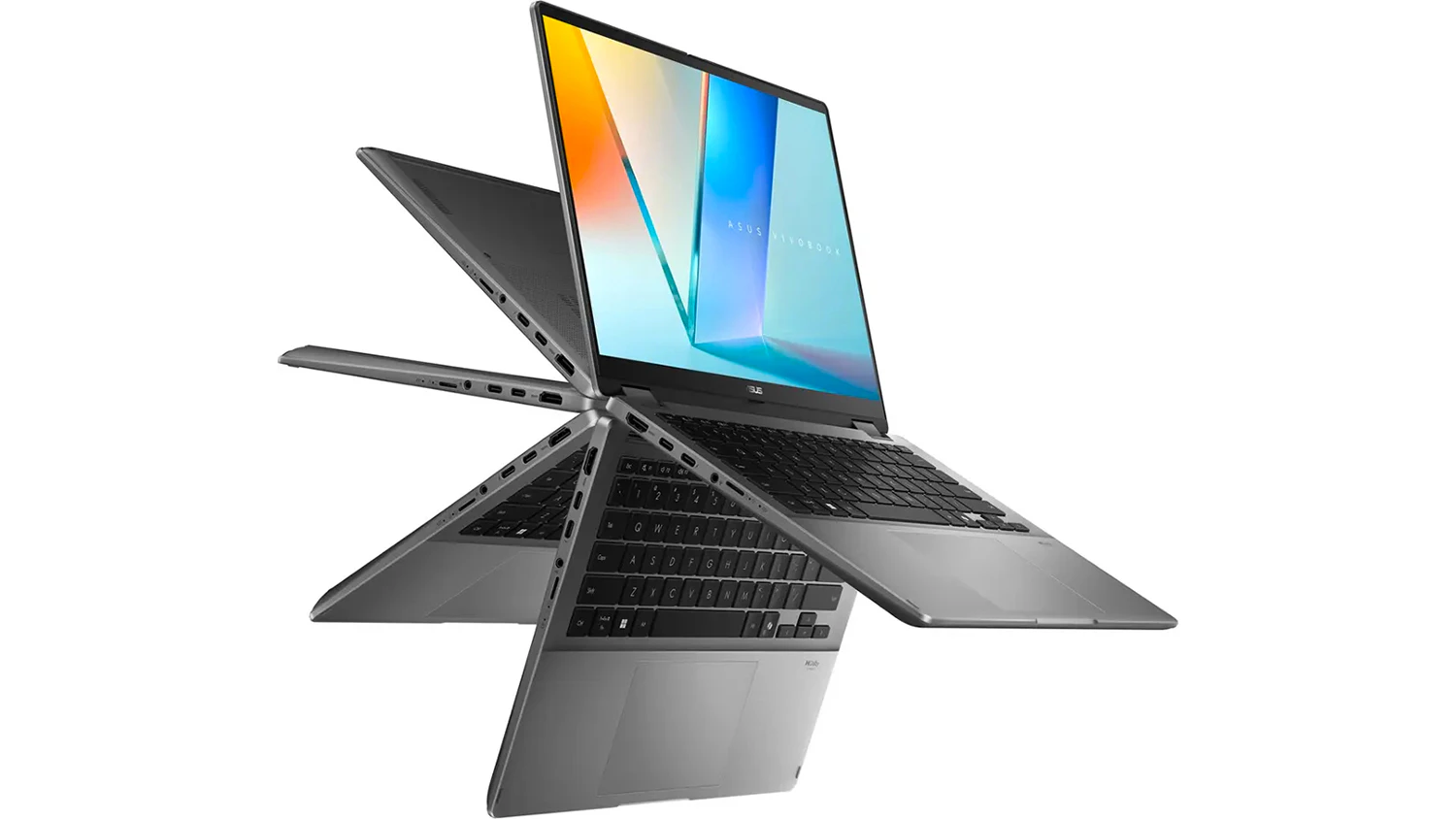 Rôzne možnosti roztvorenia notebooku ASUS Vivobook 14 Flip