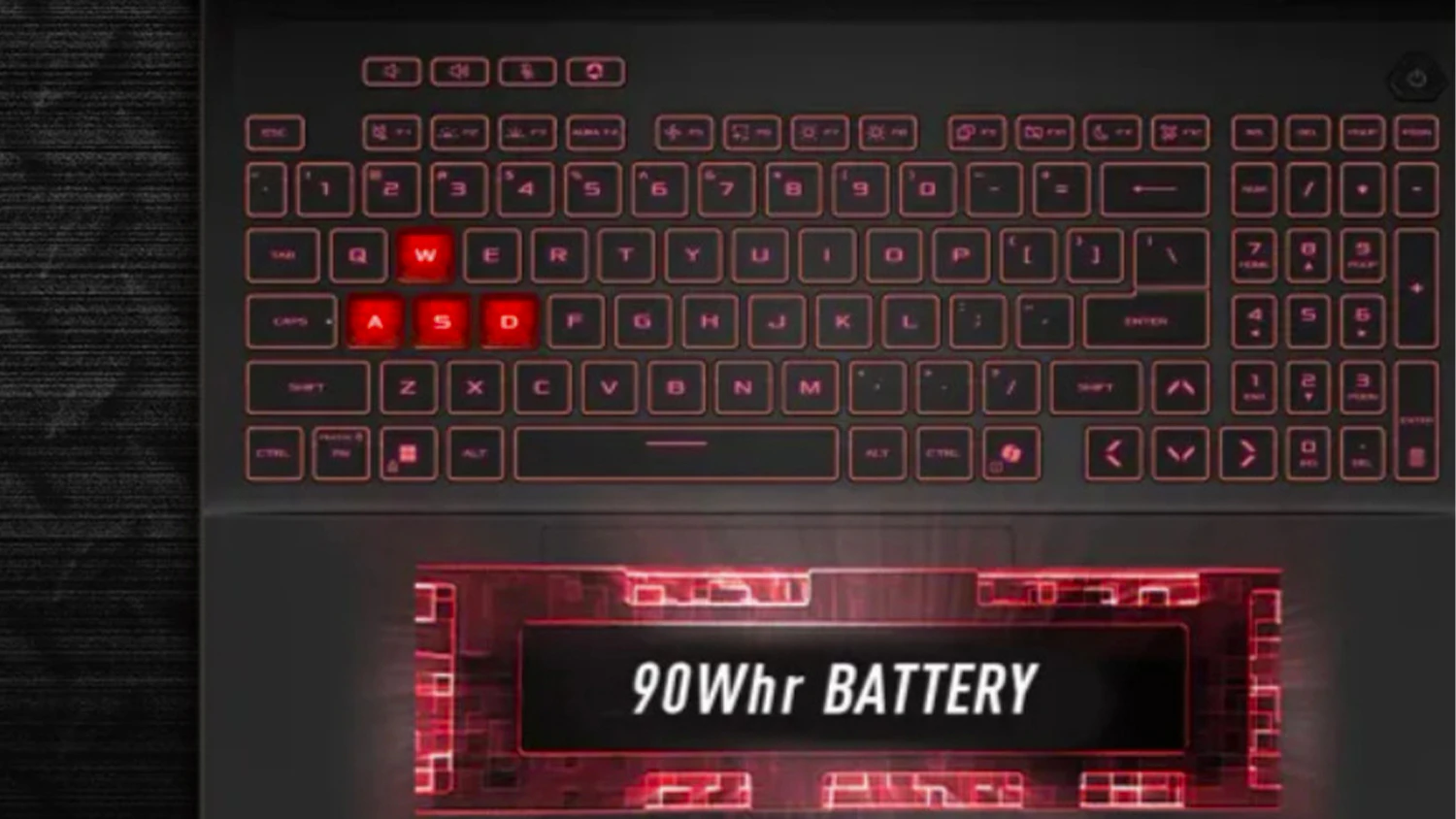 Vizualizácia 90 Wh batérie notebooku ASUS TUF Gaming A18