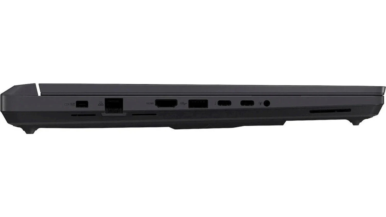 Pohled ze strany na porty notebooku Asus ROG Strix G16