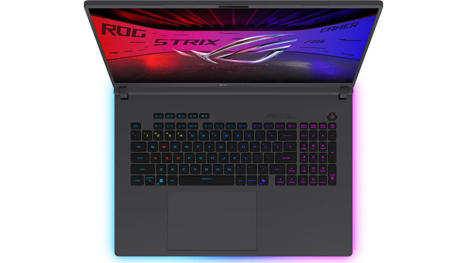 Pohled na klávesnici notebooku Asus ROG Strix G16