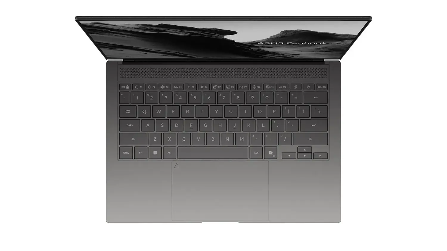 Pohľad &scaron;ikmo spredu na kryt notebooku Asus Zenbook S14