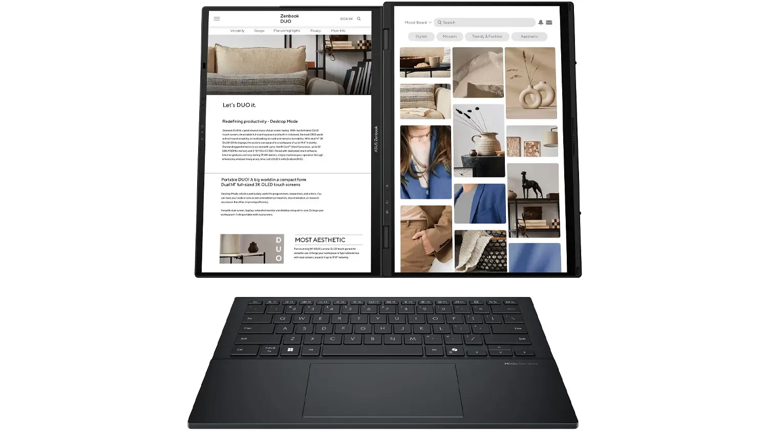 Postaven&eacute; 2 displeje notebooku Asus Zenbook Duo 14