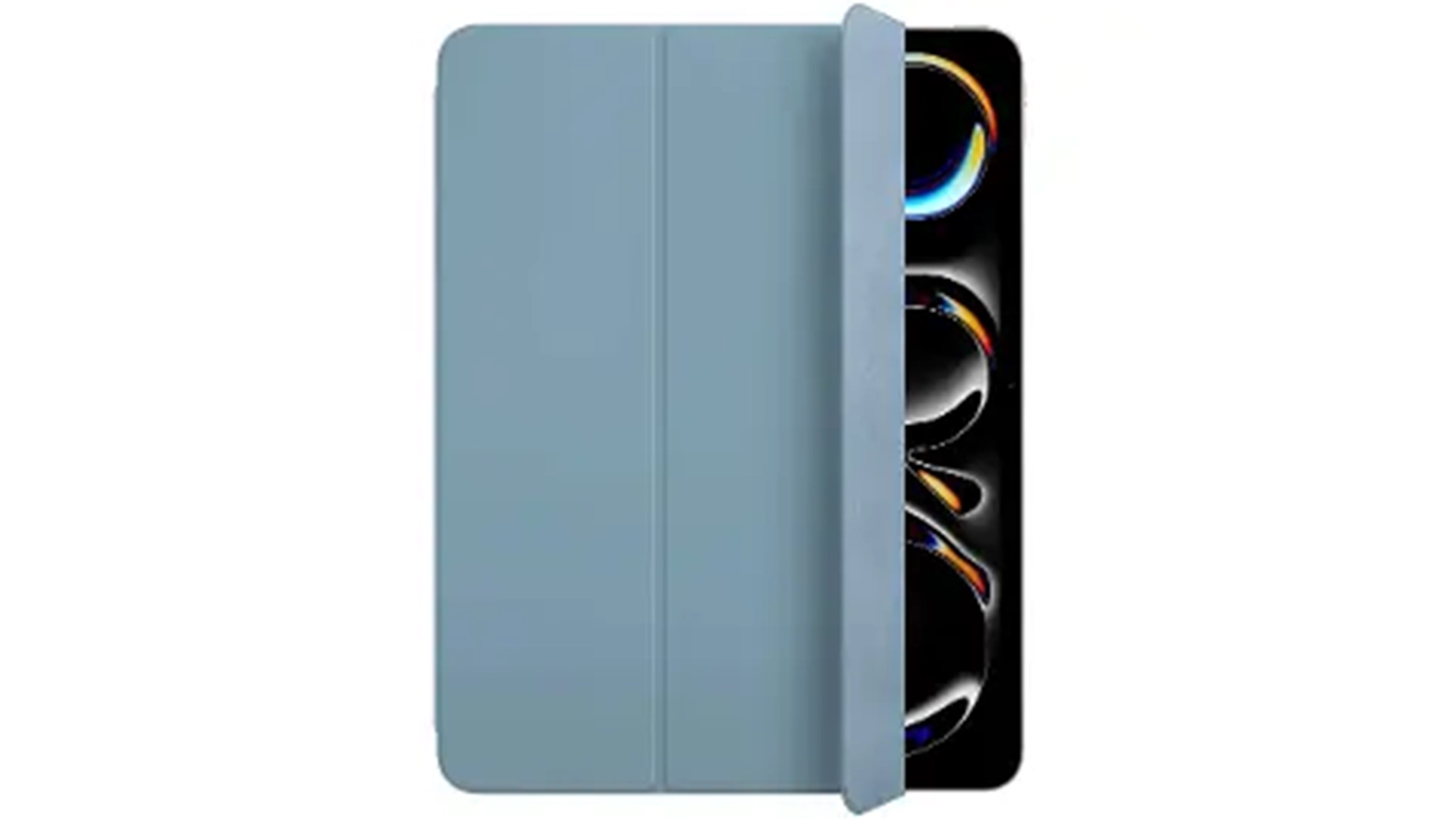 Pouzdro pro iPad Apple Smart Folio pro iPad Pro 13" (M4, M5) denimové demonstrující magnetický system
