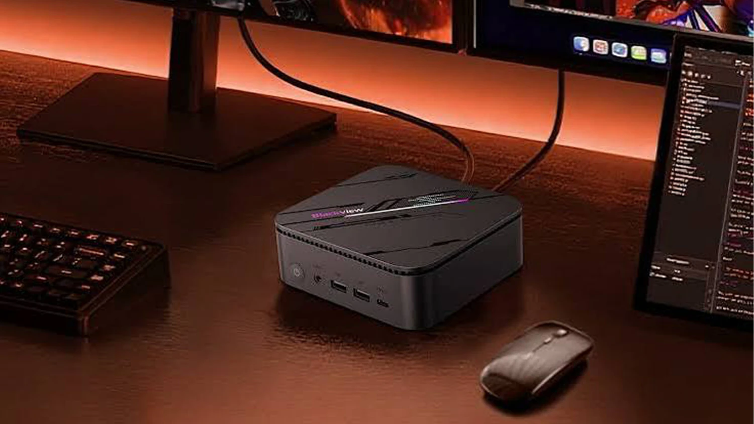 Stůl s počítačem Blackview a příslušenstvím