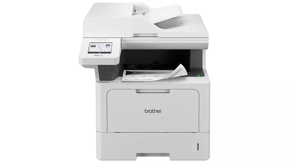 Čiernobiela laserová tlačiareň Brother MFC-L5710DW s vytlačeným papierom_05