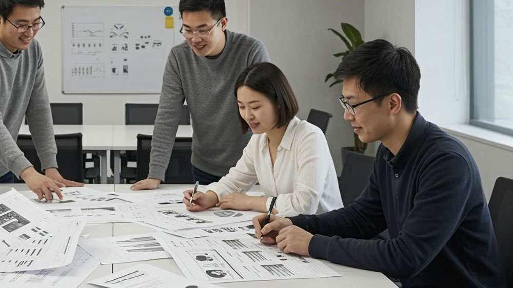 Lidé probírající vytištěné dokumenty_03