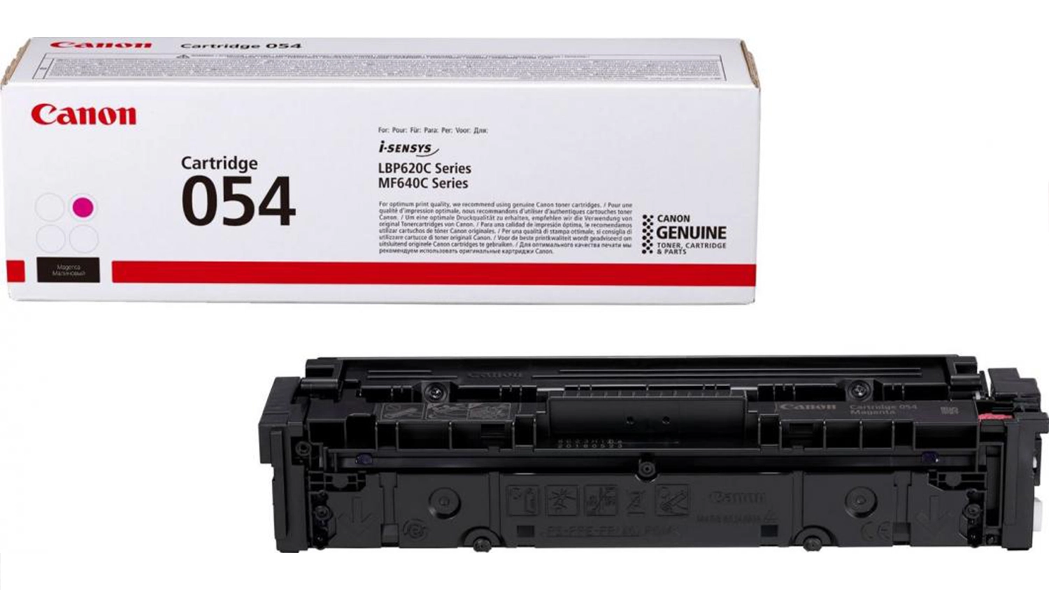 Tonerov&aacute; kazeta Canon CRG 054 magenta na b&iacute;l&eacute;m pozad&iacute; s krabici