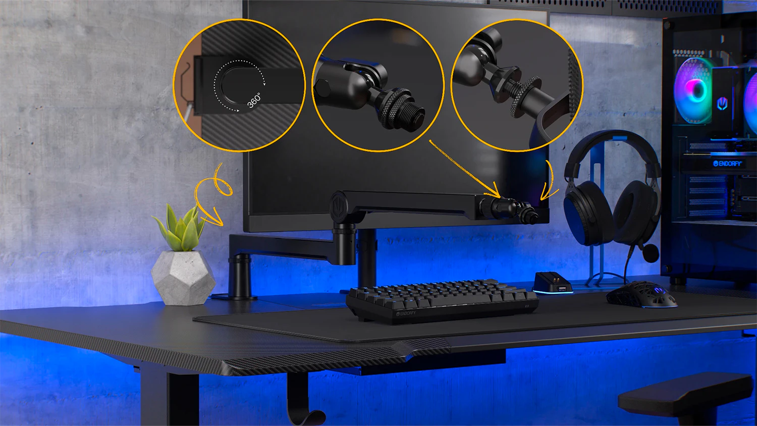 Rameno na mikrofon Endorfy Broadcast Low Profile na stole