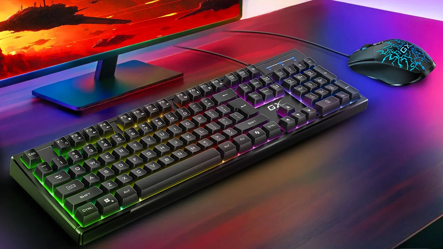 Drátová klávesnice a myš GENIUS GX GAMING Scorpion v herním koutku