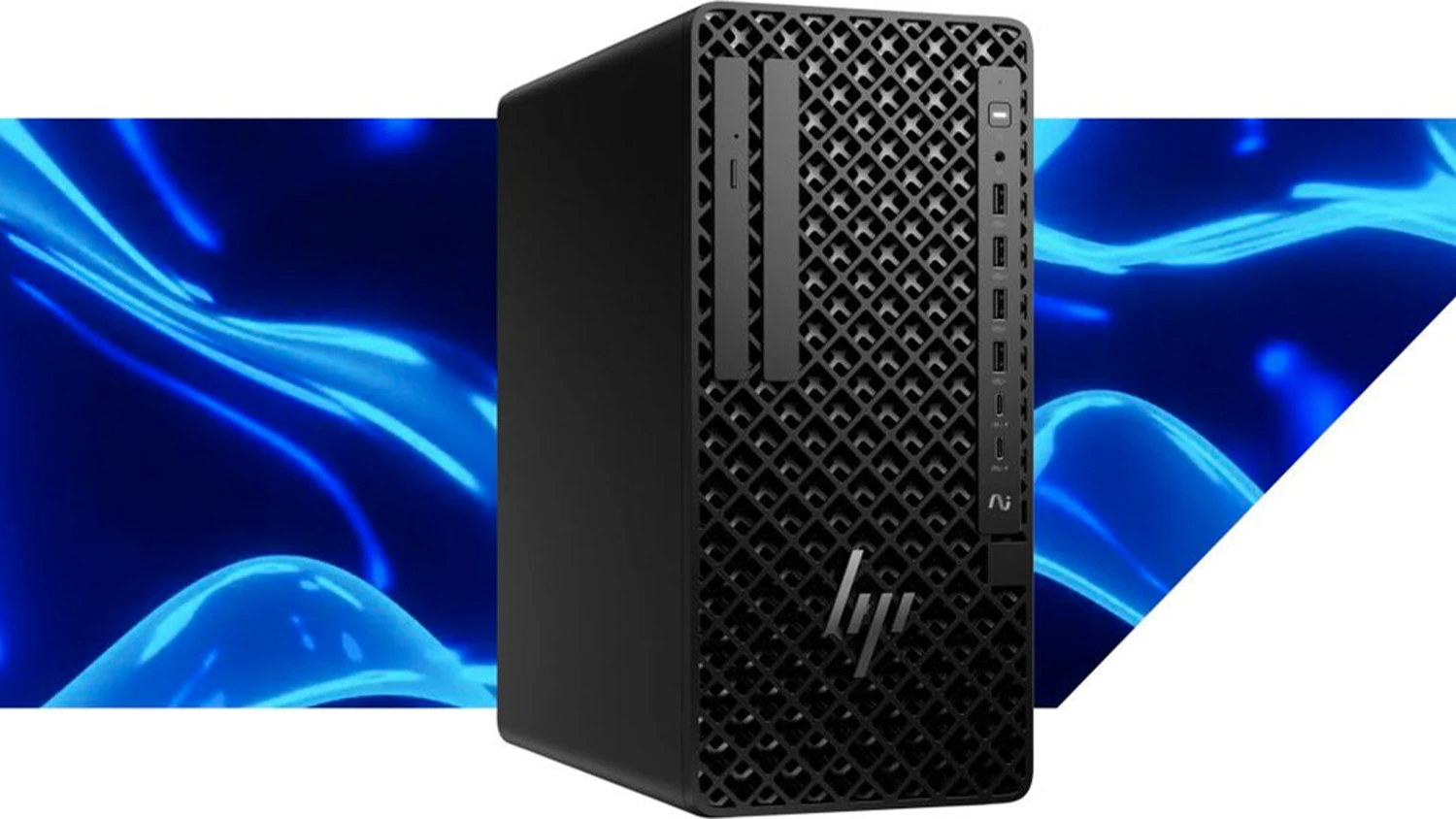 Počítač HP Z1 Tower G1i s modrým prvkem v pozadí