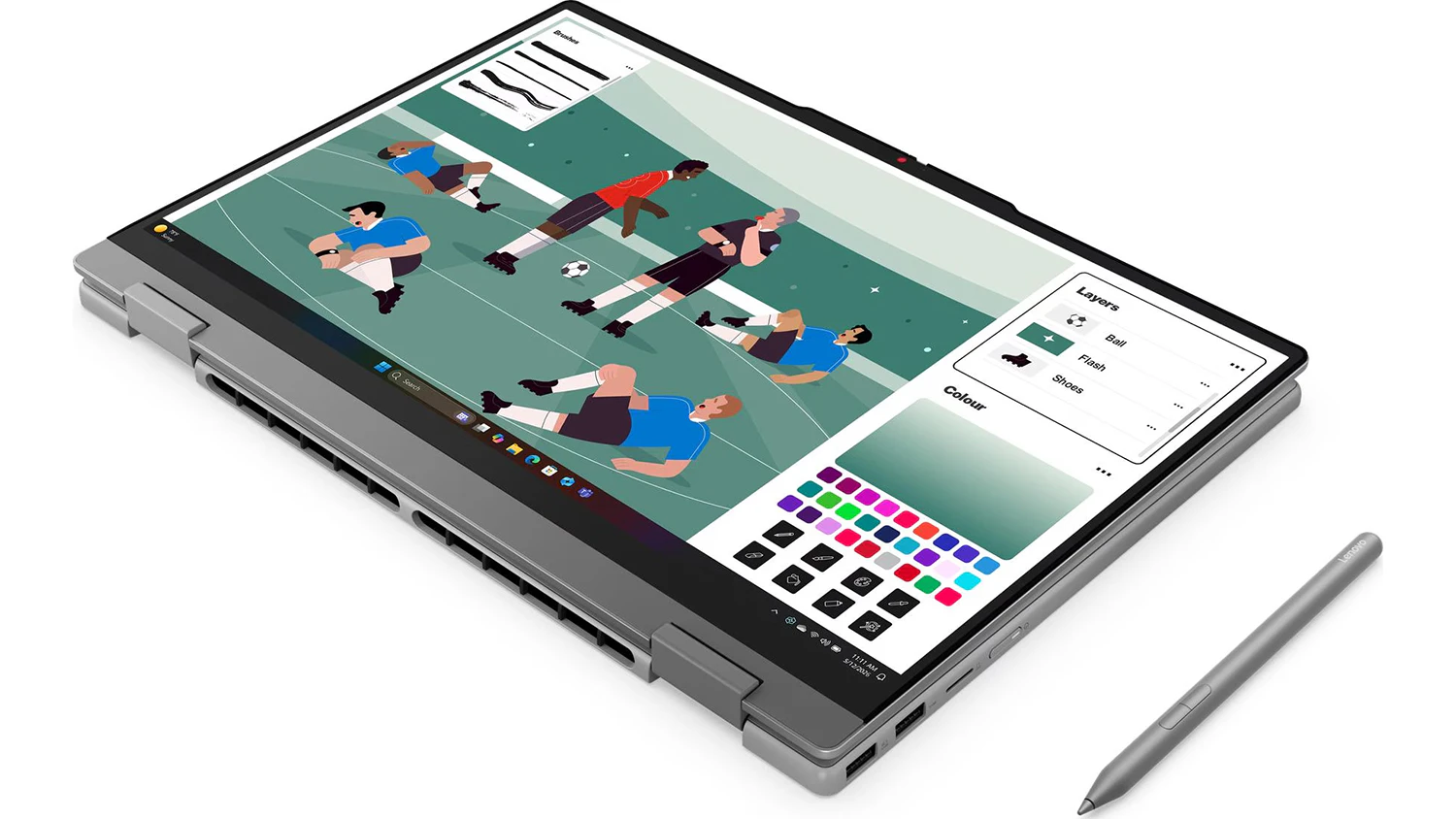 Pohľad na sklopený notebook Lenovo