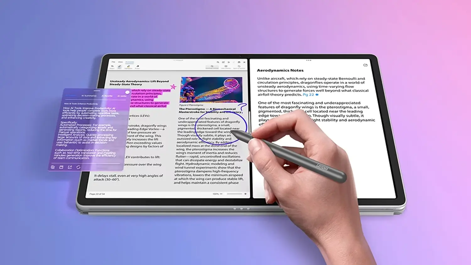 Tablet Lenovo a ruka so stylusom