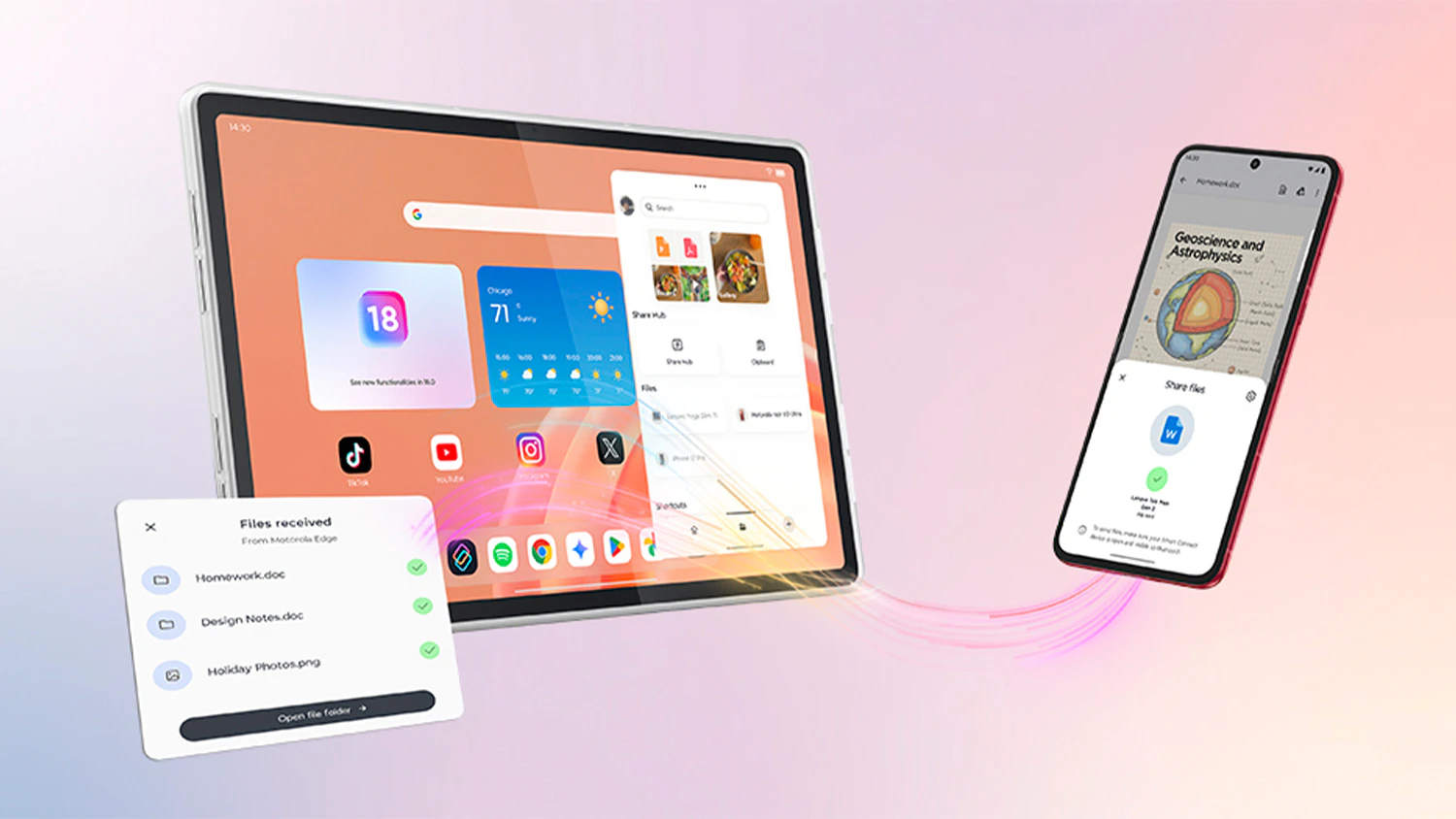Sd&iacute;len&iacute; informac&iacute; mezi tabletem Lenovo Tab Plus Gen 2 a telefonem