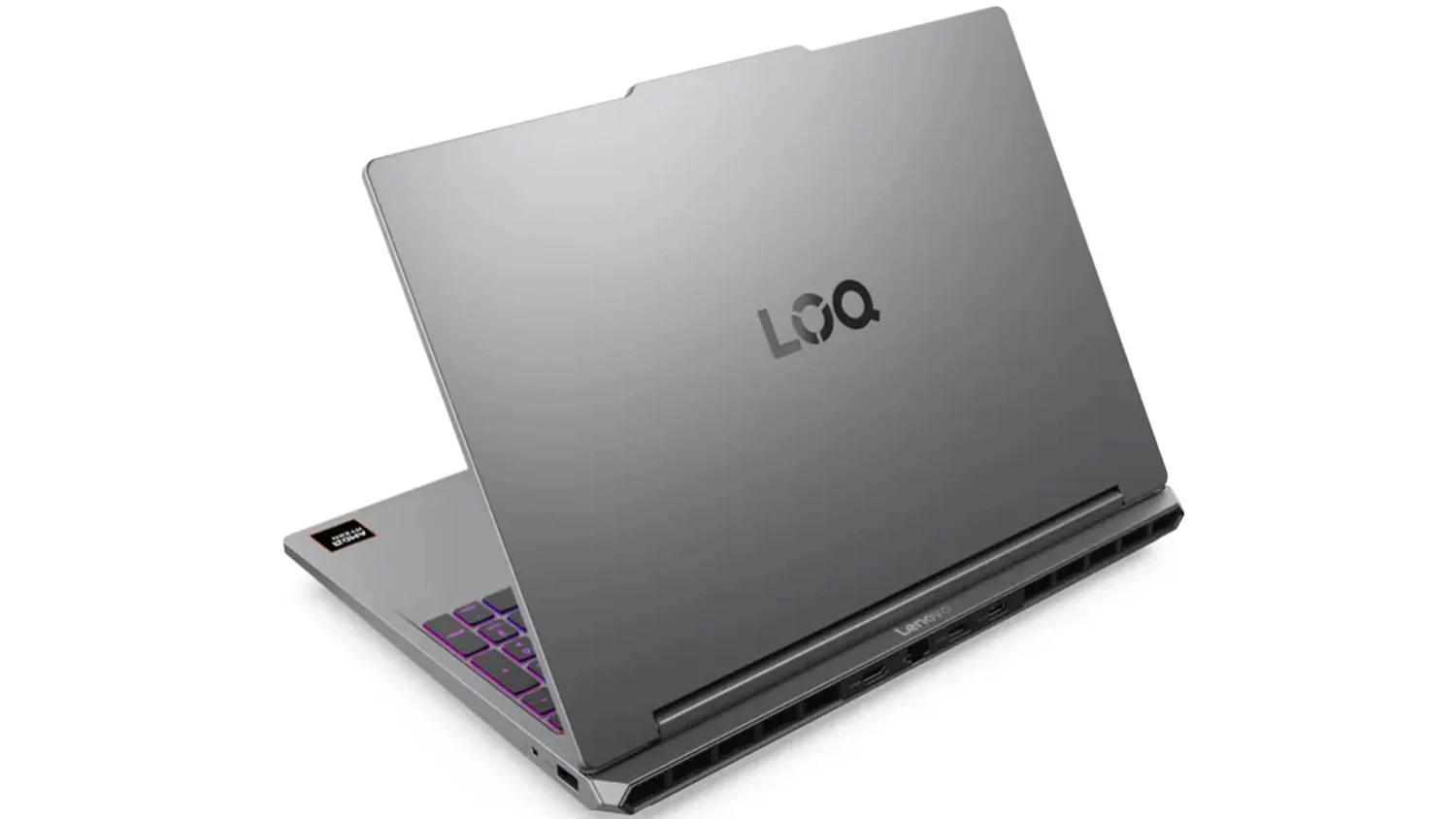 Pohled šikmo zezadu na notebook Lenovo LOQ 15AHP11