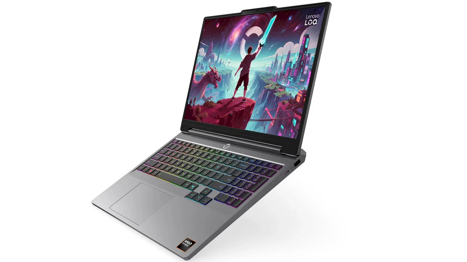 Notebook Lenovo LOQ – pohled zboku na displej