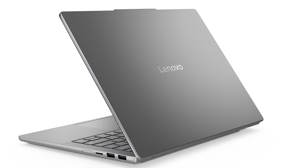Polootevřený notebook Lenovo IdeaPad Slim 5 14IRH10 vyfocený zezadu_02
