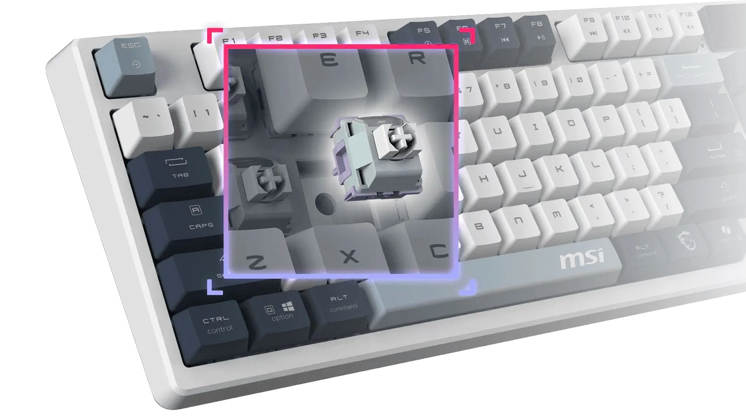 Detail sp&iacute;nače kl&aacute;vesnice MSI FORGE GK600 TKL