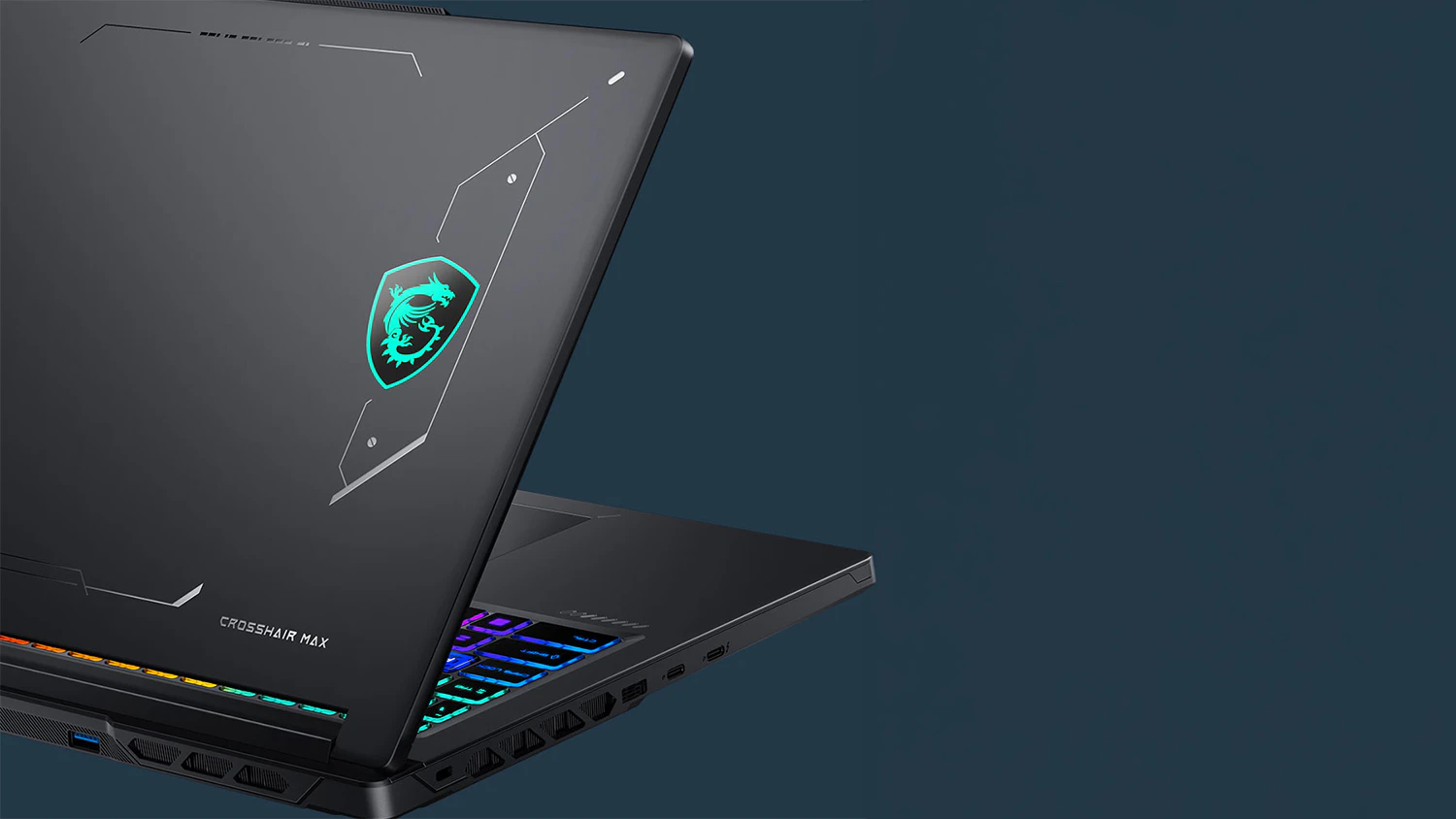 Pohled zezadu na notebook MSI