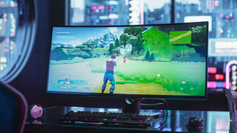 Monitor při plynulém zobrazení akční herní scény_03