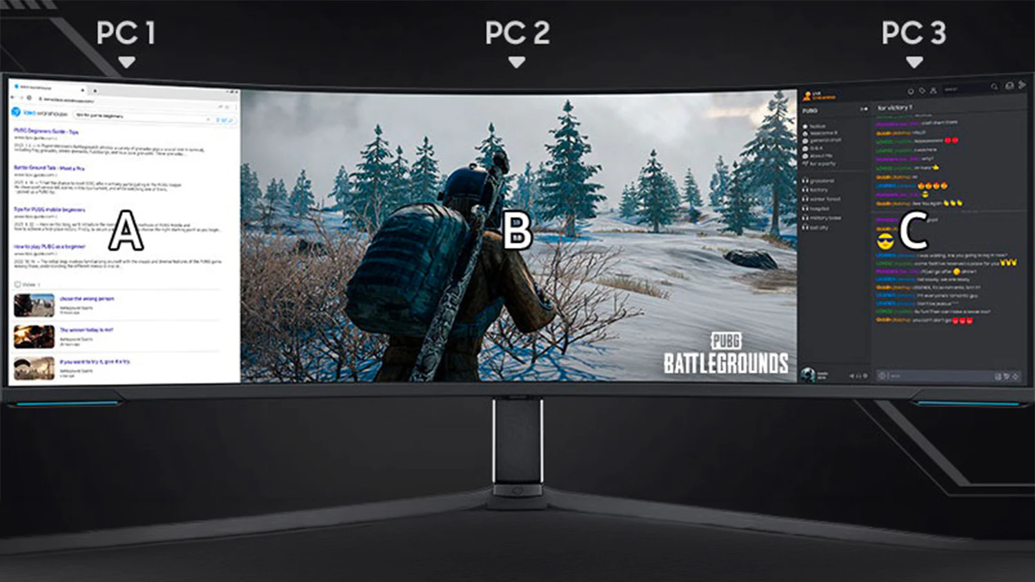 Monitor Samsung Odyssey Neo G9 s obrazem ze tř&iacute; zdrojů