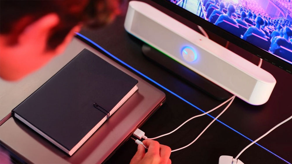 Připojení reproduktorú Trust GXT 619W Thorne RGB Illuminated Soundbar White_03